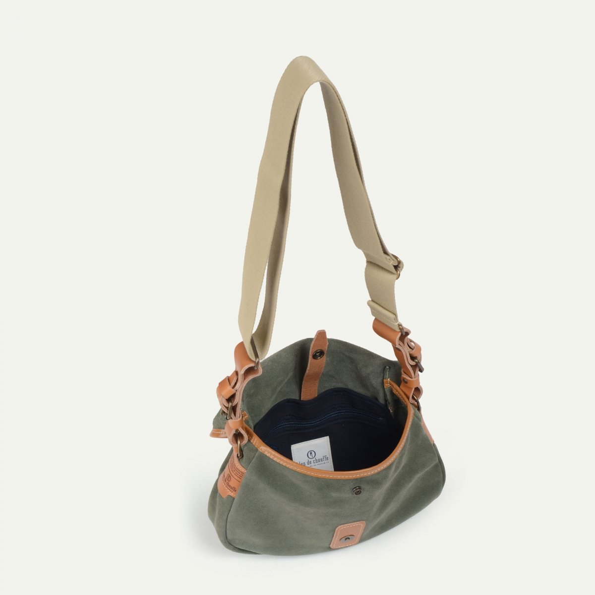 Musette du Pêcheur XS / Cuir Velours - Vert bouleau (image n°4)