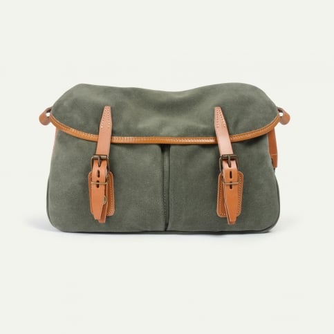 Musette du Pêcheur S / Cuir Velours - Vert bouleau