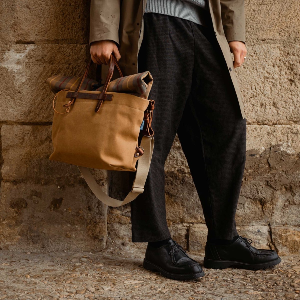 Sac Business Woody - Carreaux Camel (image n°5)