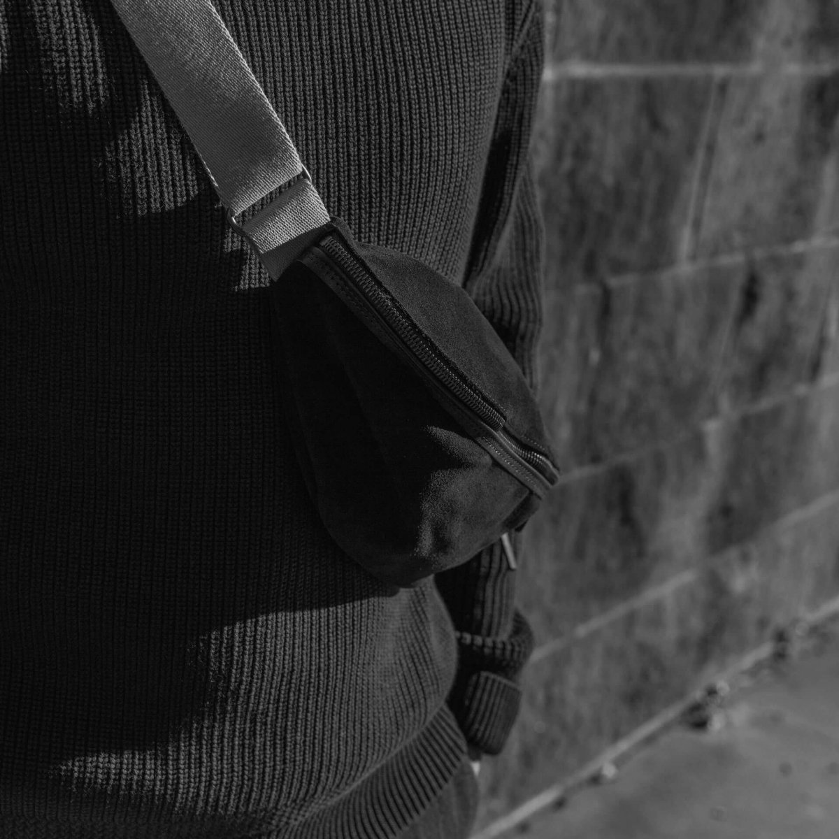 Sac Banane New Beat / Cuir Velours - Tabac (image n°7)