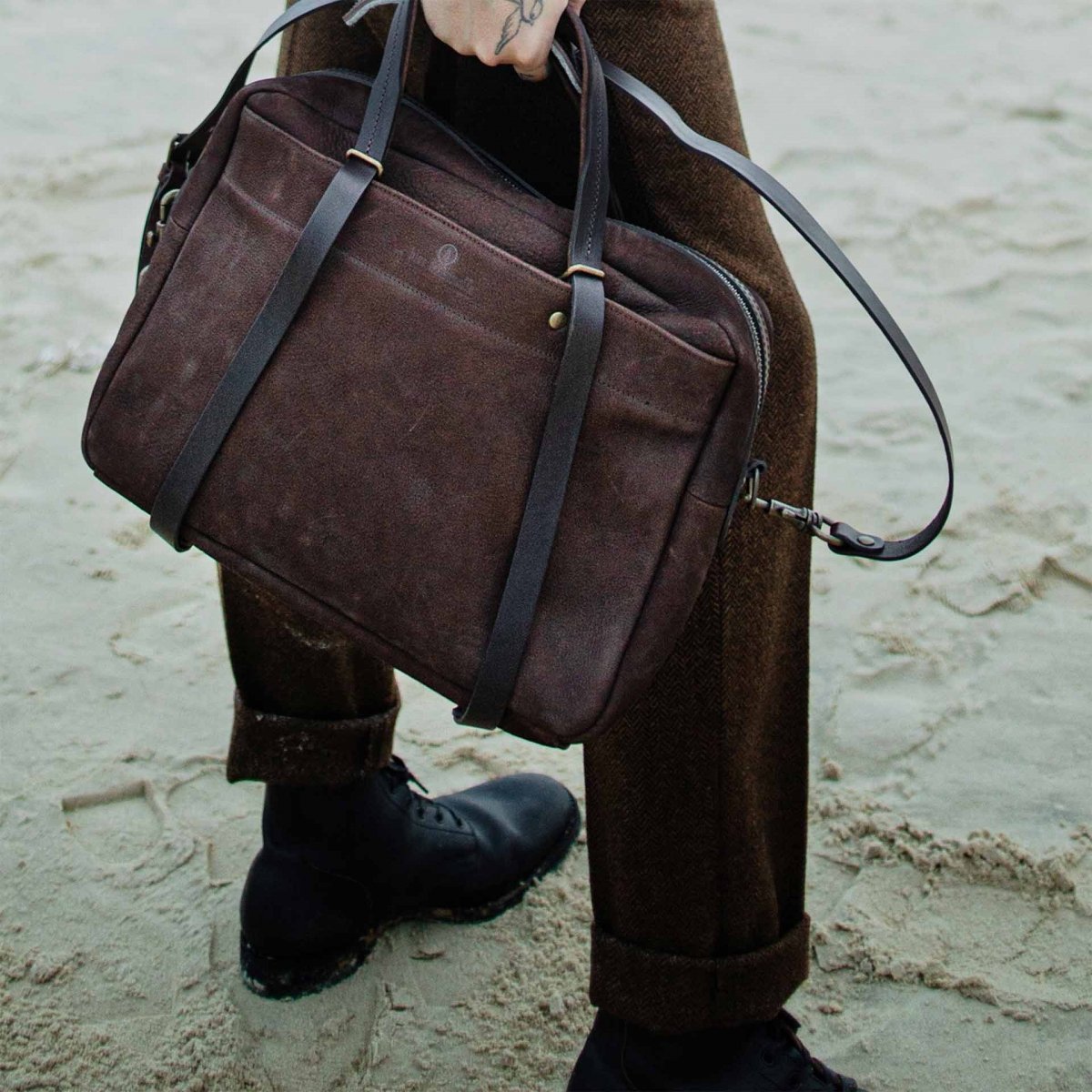 Sac business Report - Café / Cuir Waxé Stonewashed (image n°10)
