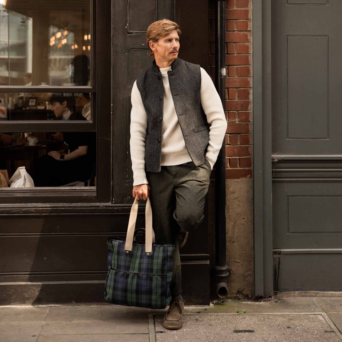 Tote Bag Musette Meline - Tartan Navy Blue (image n°5)