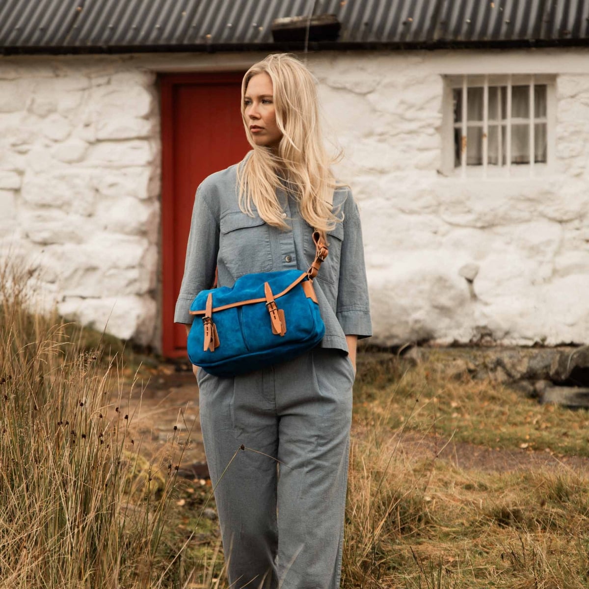 Musette des Fischers S / Veloursleder - Absolut Blau (image n°5)