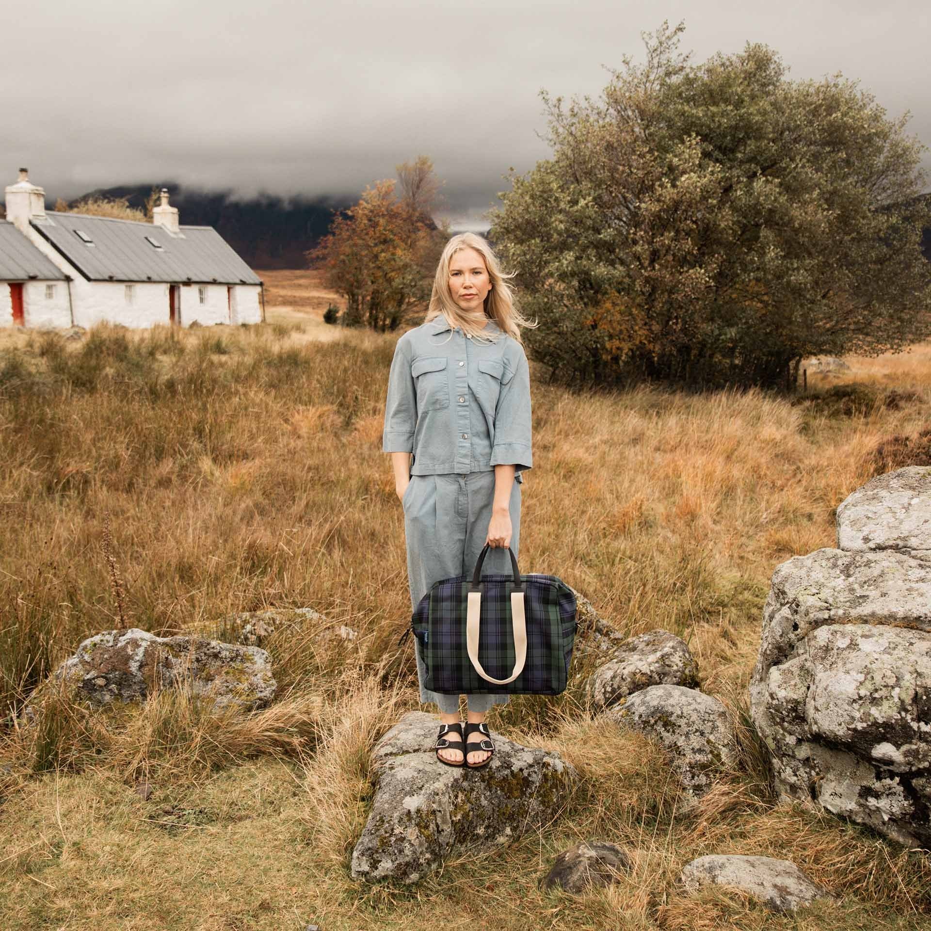 Missak Flieger Reisetasche - Tartan Marineblau (image n°8)