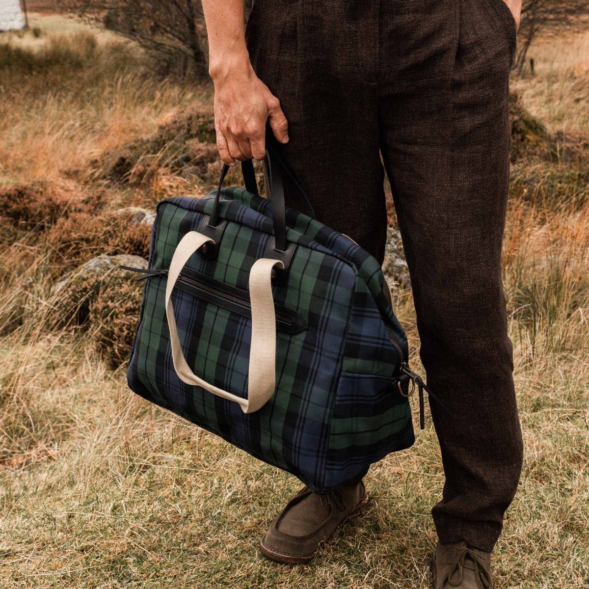 Missak Flieger Reisetasche - Tartan Marineblau (image n°7)