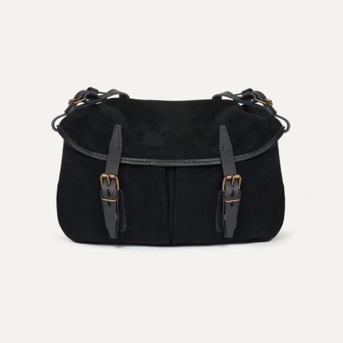 Musette du Pêcheur S / Cuir Velours - Noir