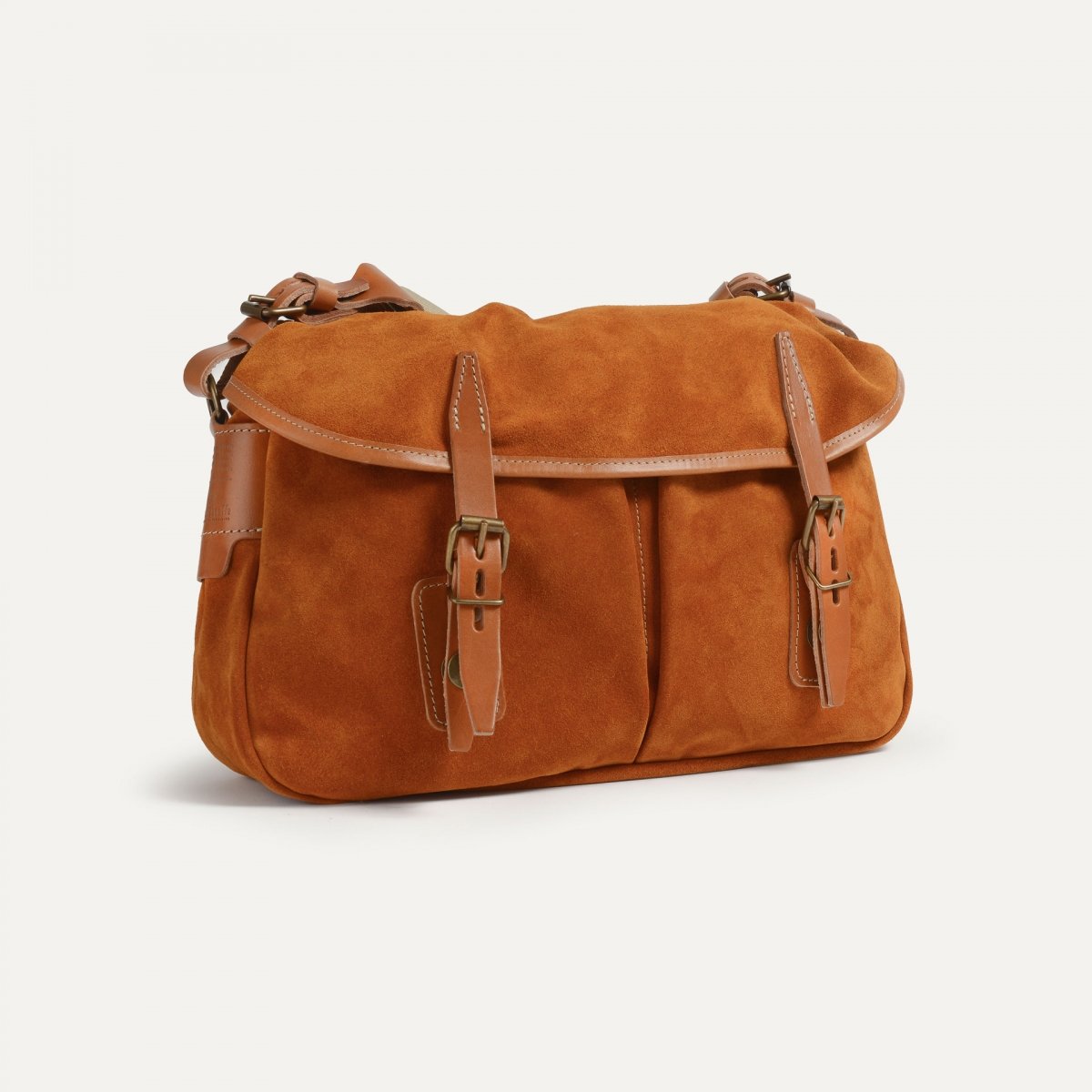Musette du Pêcheur S / Cuir Velours - Ocre (image n°2)