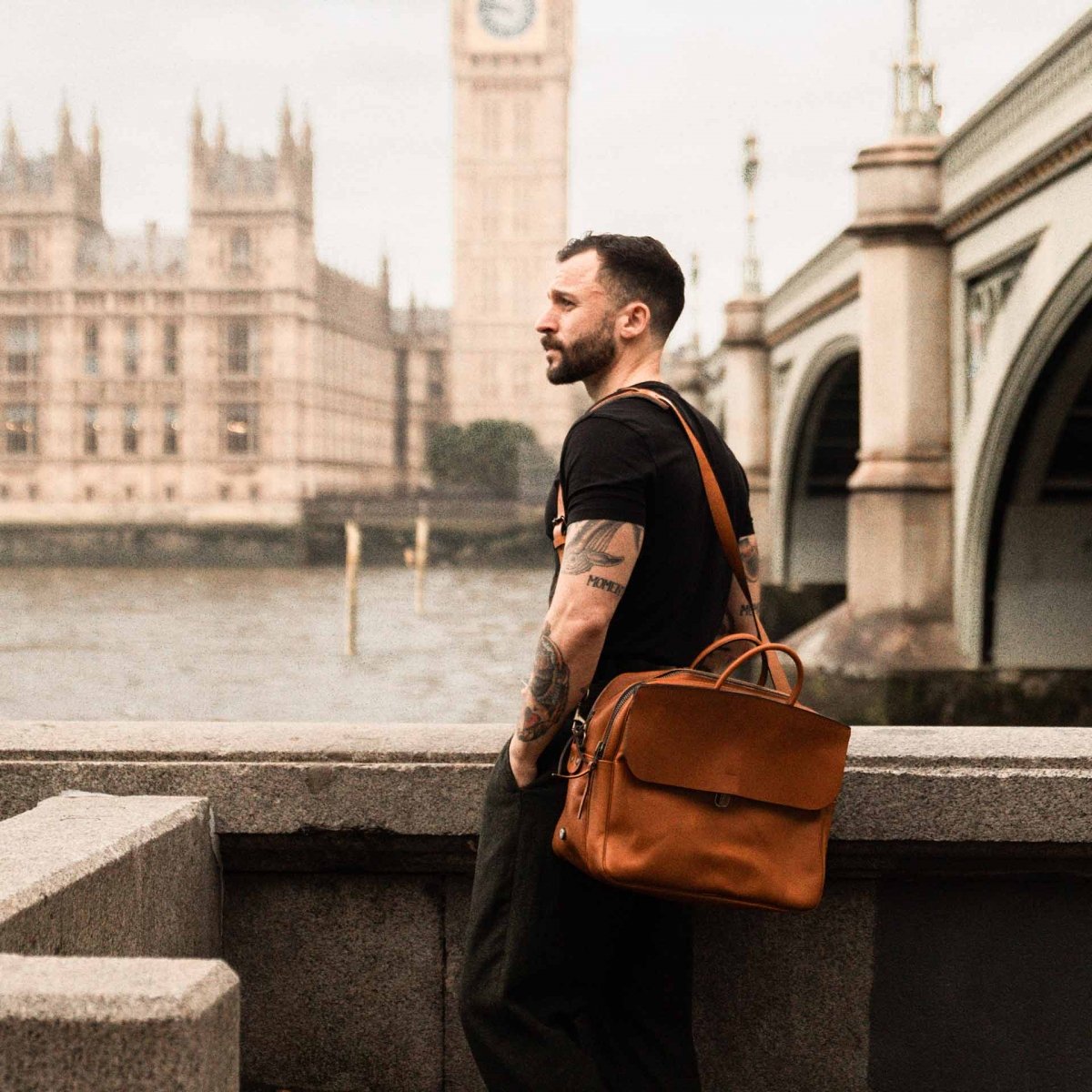 Sac business Zeppo - Havane / Ligne Epure (image n°8)