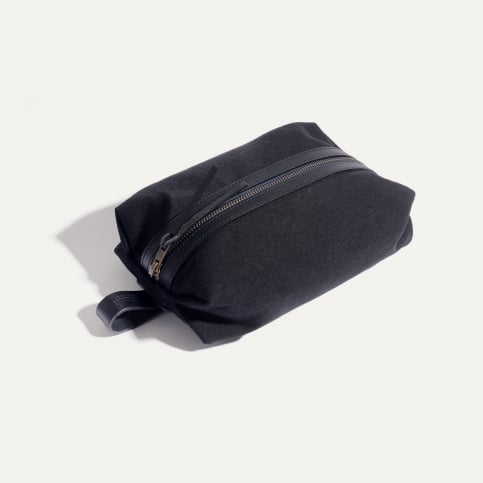 Trousse de toilette ZAZOU - Noir Stonewashed / Toile et Cuir