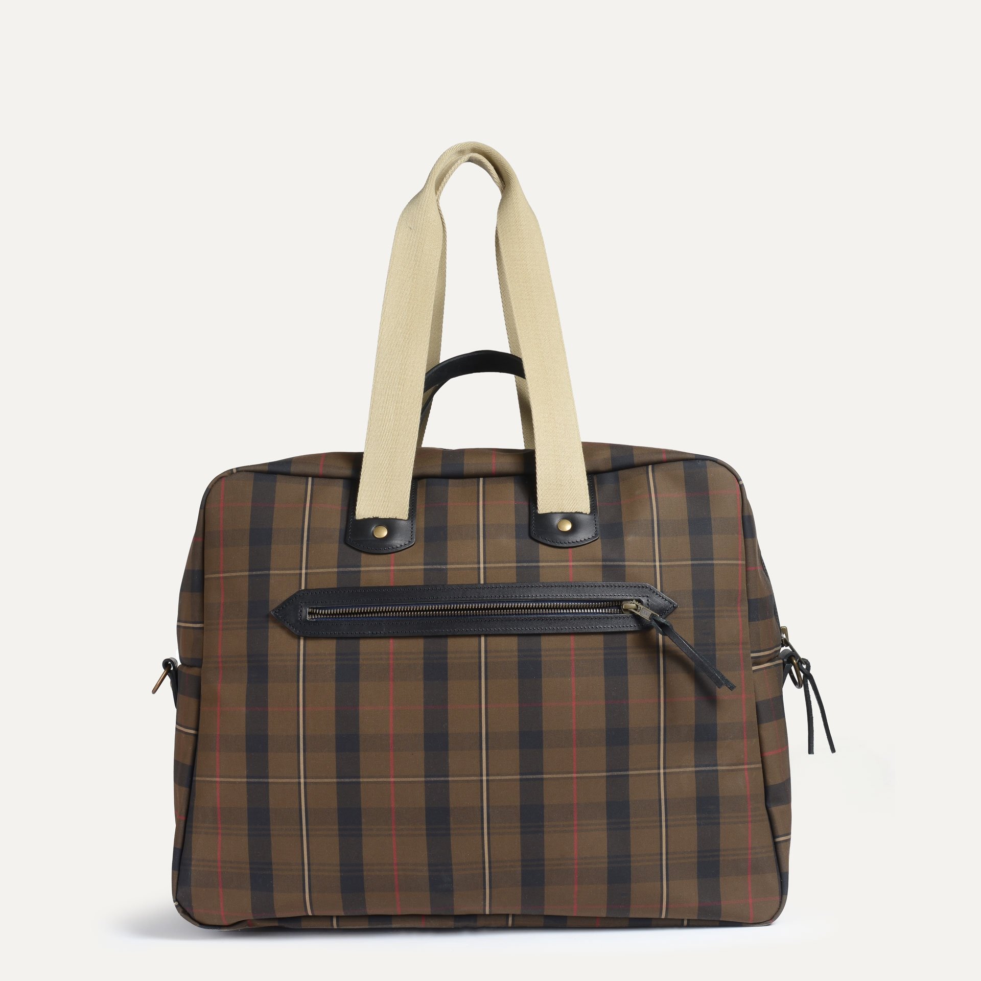 Sac voyage aviateur Missak - Tartan brun rouge (image n°3)