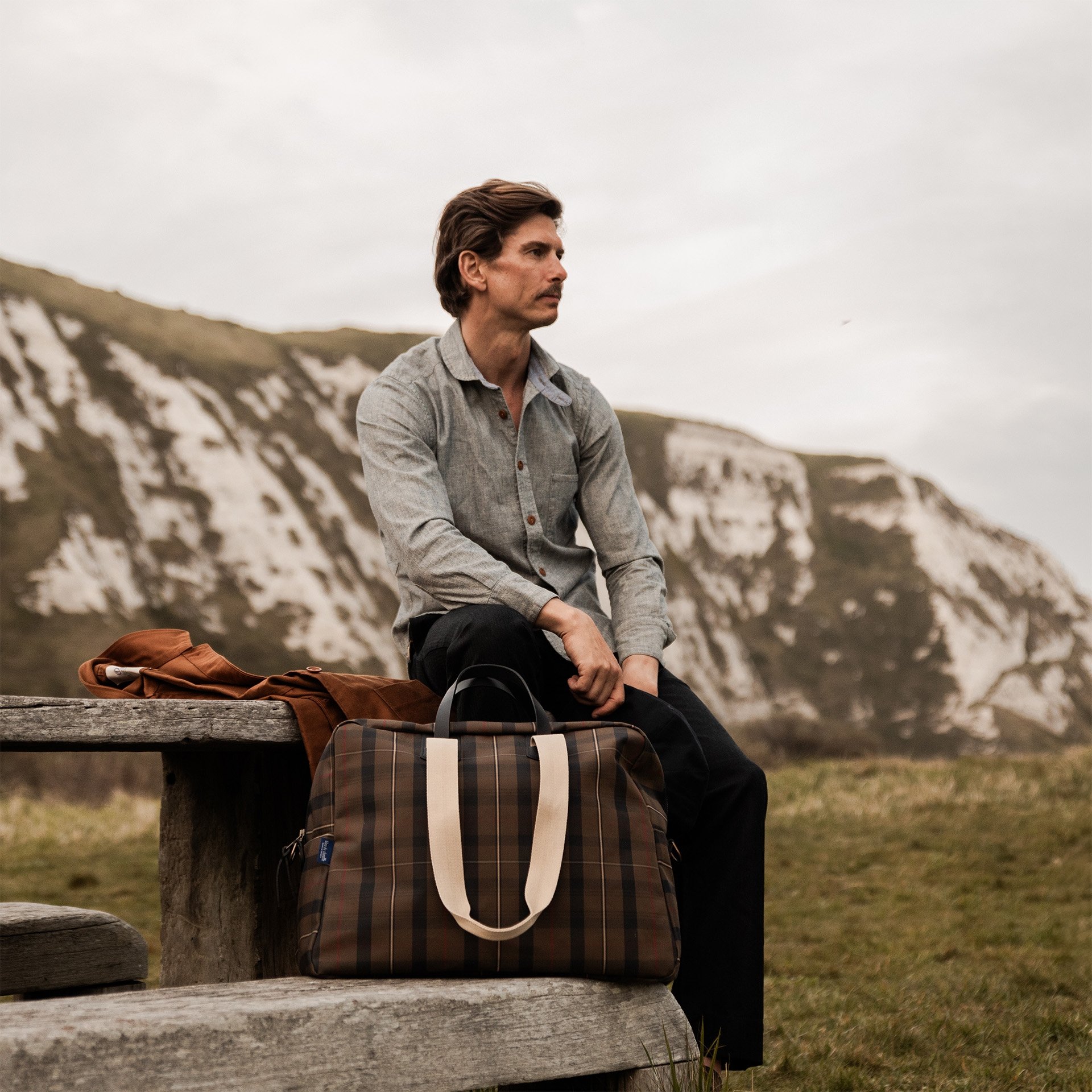 Missak aviator bag - Brown Red Tartan (image n°6)