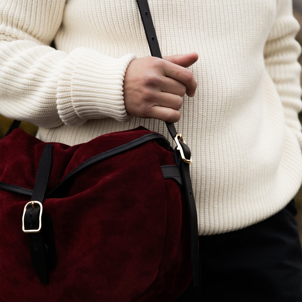 Musette des Fischers Halbmond Margot - Dunkelbordeaux (image n°6)