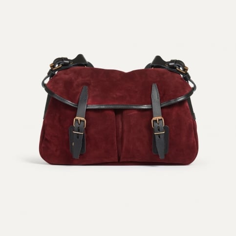 Musette du Pêcheur S / Cuir Velours - Bordeaux Foncé