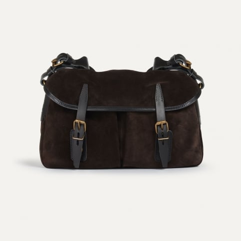 Musette du Pêcheur S / Cuir Velours - Marron foncé