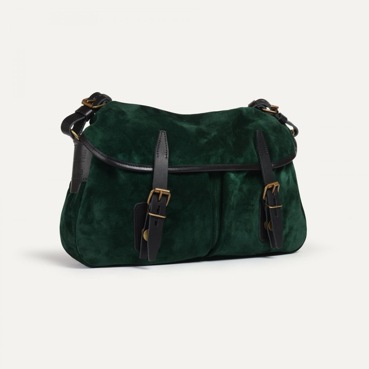 Musette du Pêcheur S / Cuir Velours - Vert foncé (image n°2)