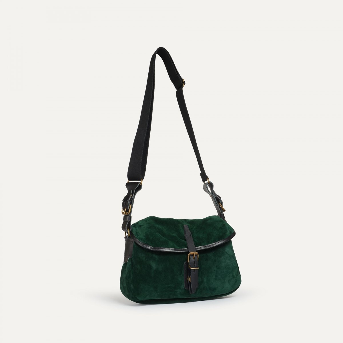 Musette du Pêcheur XS / Cuir Velours - Vert foncé (image n°2)