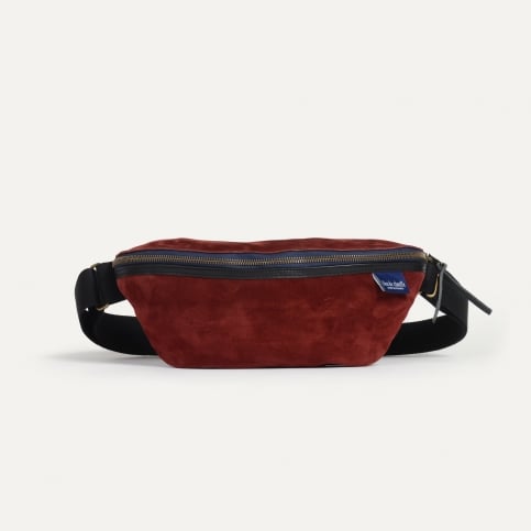 Sac Banane New Beat / Cuir Velours - Bordeaux Foncé