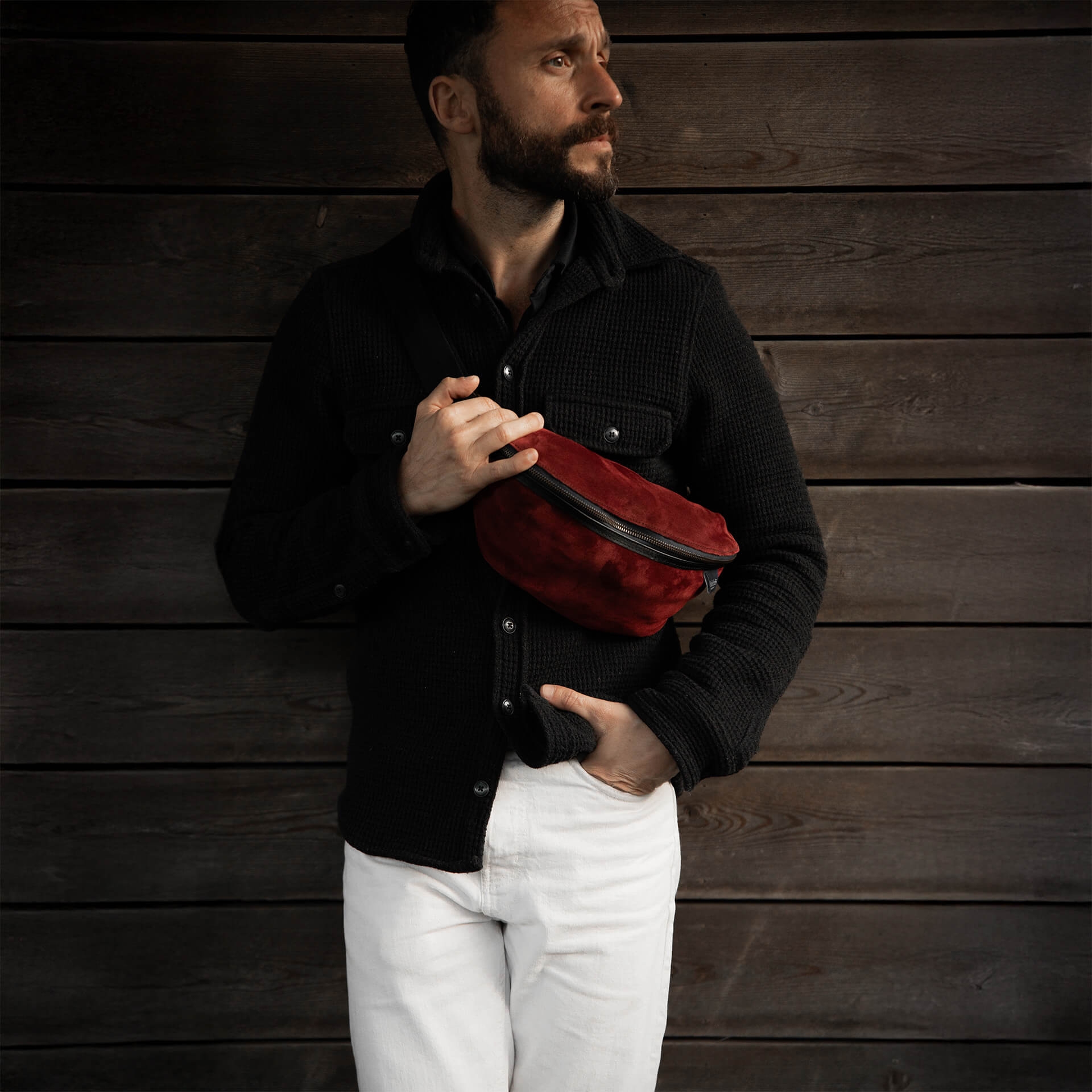 Gürteltasche New Beat / Veloursleder - Dunkelgrün (image n°5)