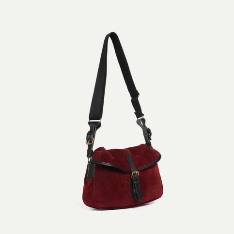 Musette du Pêcheur XS / Cuir Velours - Bordeaux foncé