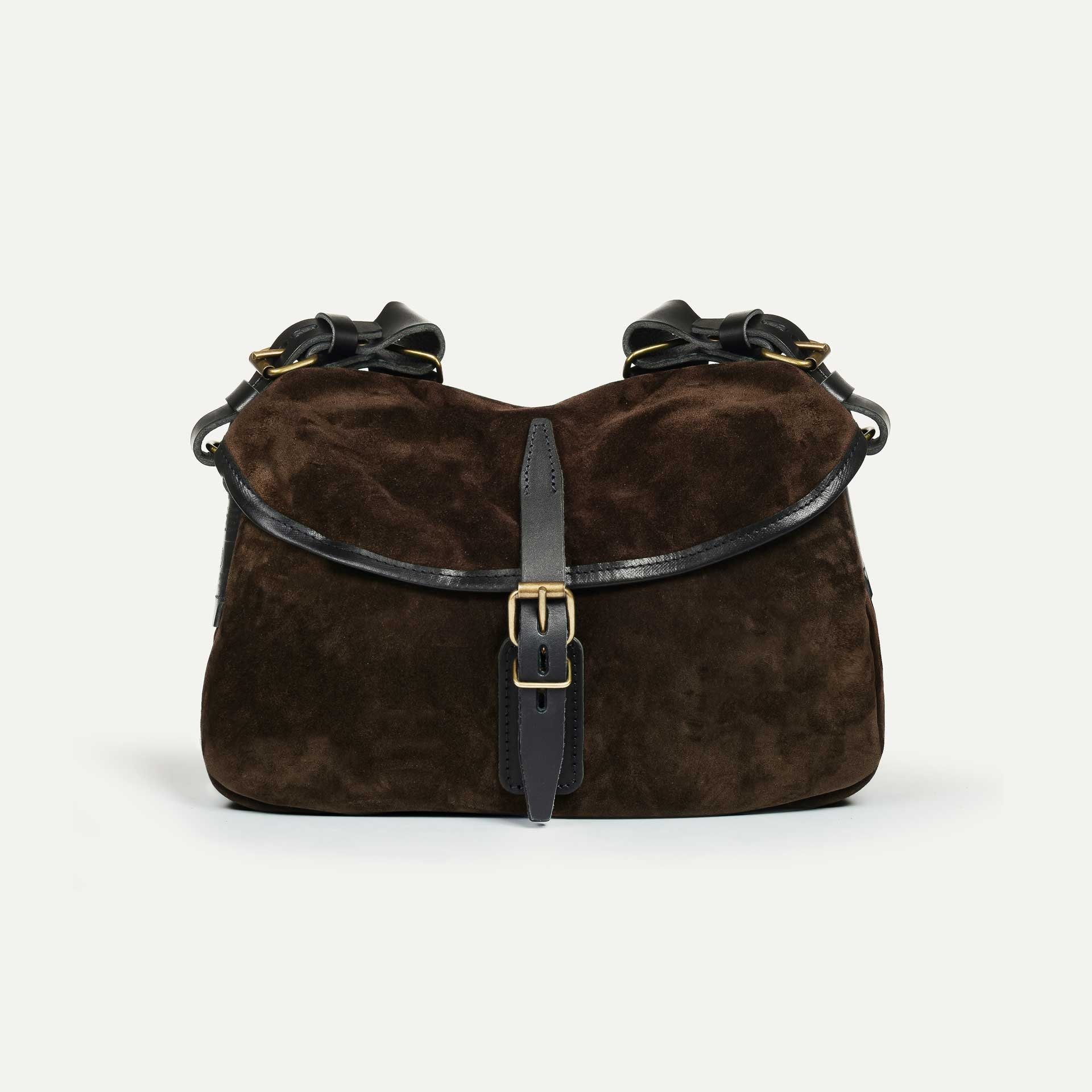 Musette du Pêcheur XS / Cuir Velours - Marron foncé (image n°1)