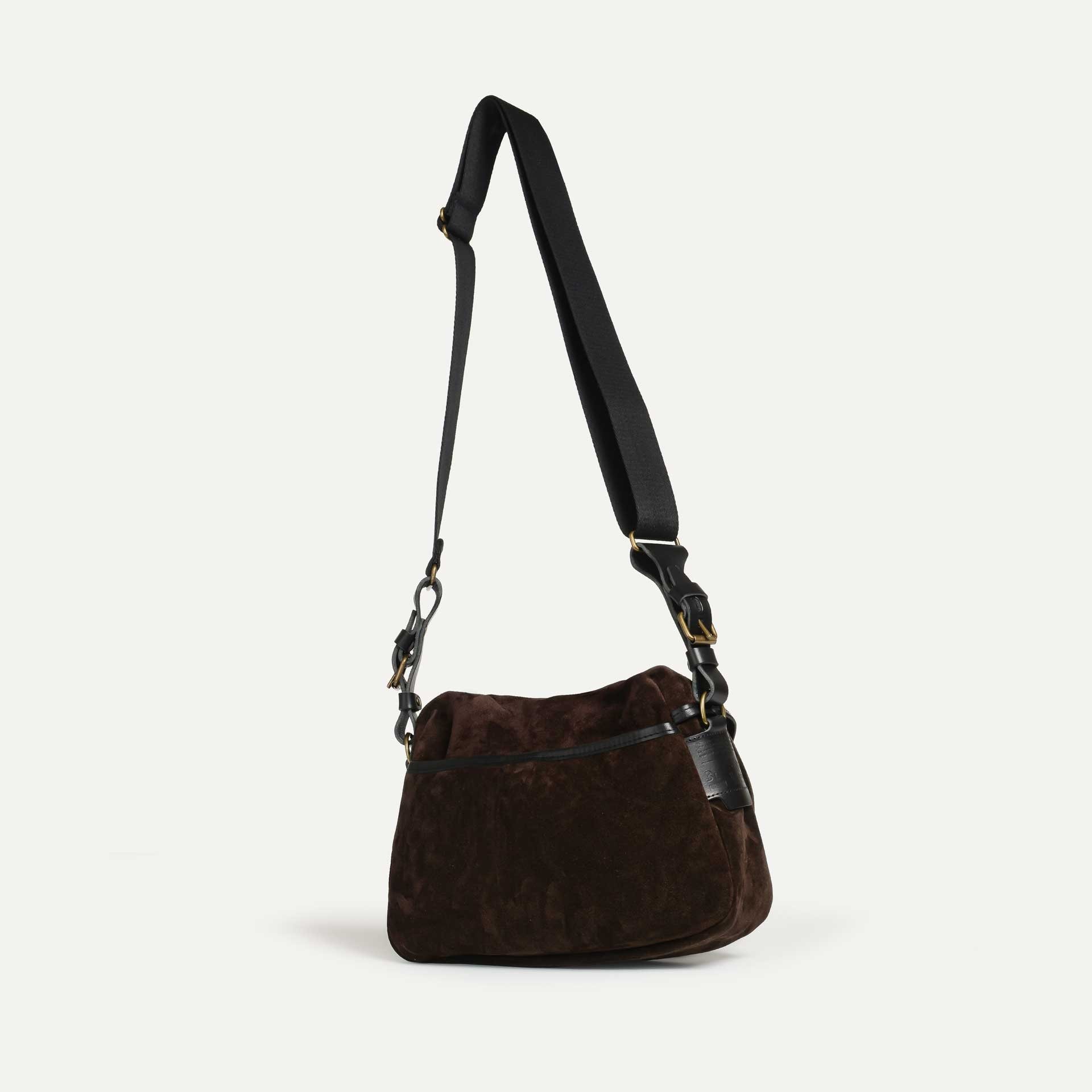 Musette du Pêcheur XS / Cuir Velours - Marron foncé (image n°4)