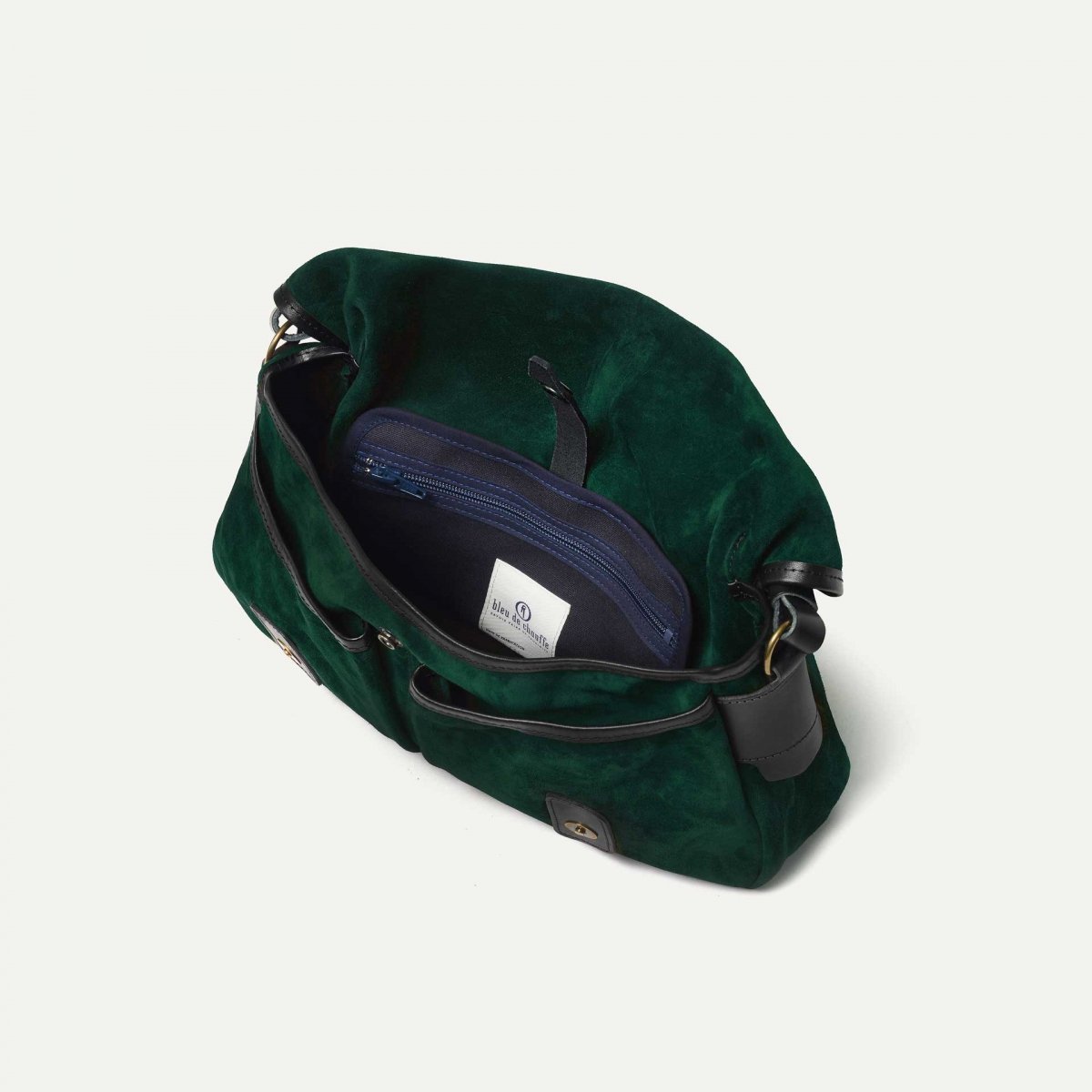 Musette du Pêcheur S / Cuir Velours - Vert foncé (image n°5)