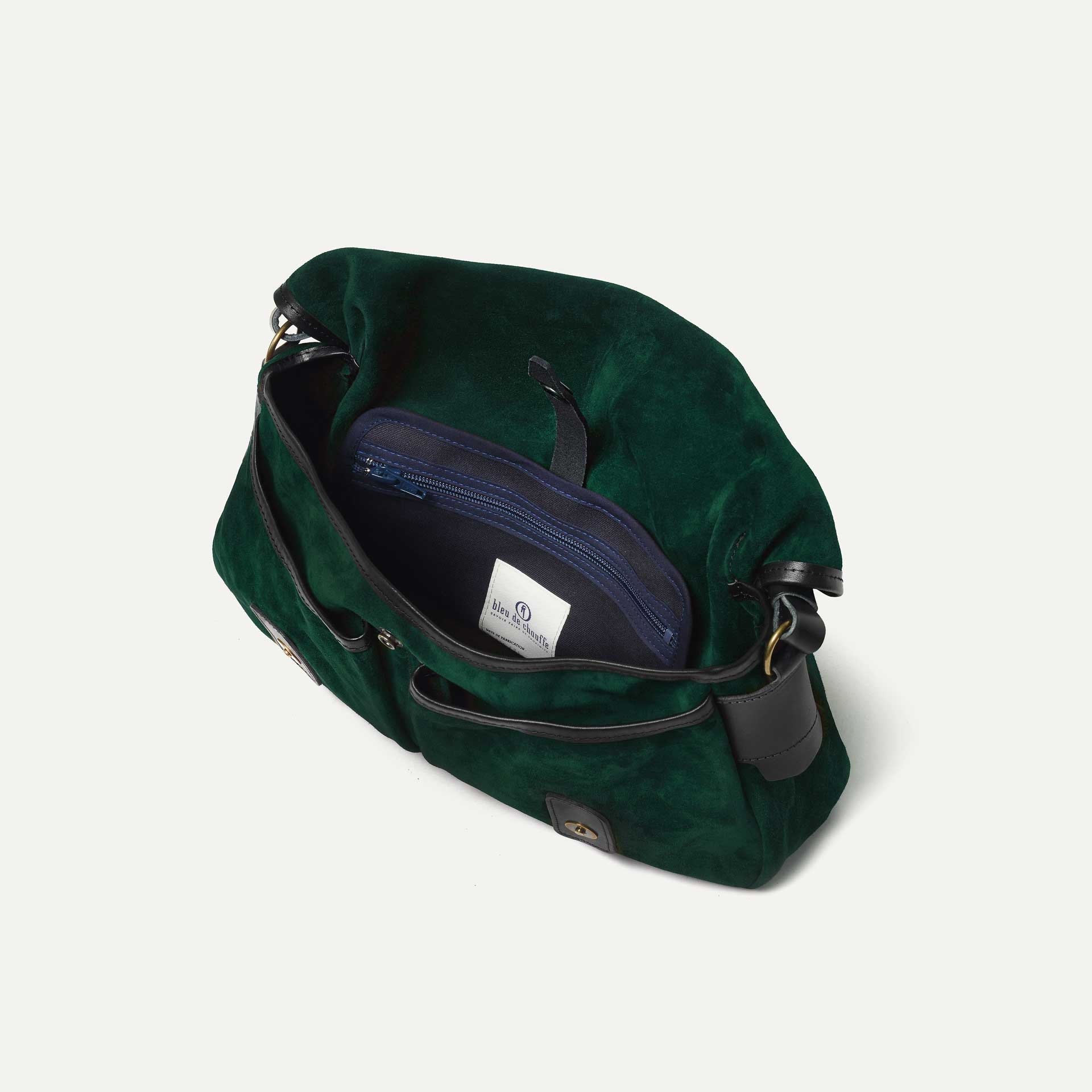 Musette du Pêcheur S / Cuir Velours - Vert foncé (image n°5)