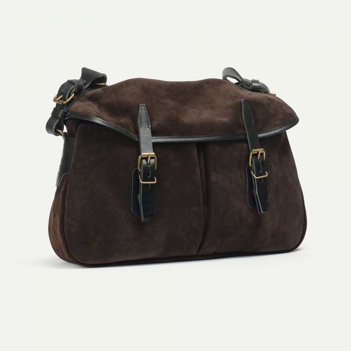 Musette du Pêcheur M / Cuir Velours - Marron foncé (image n°2)