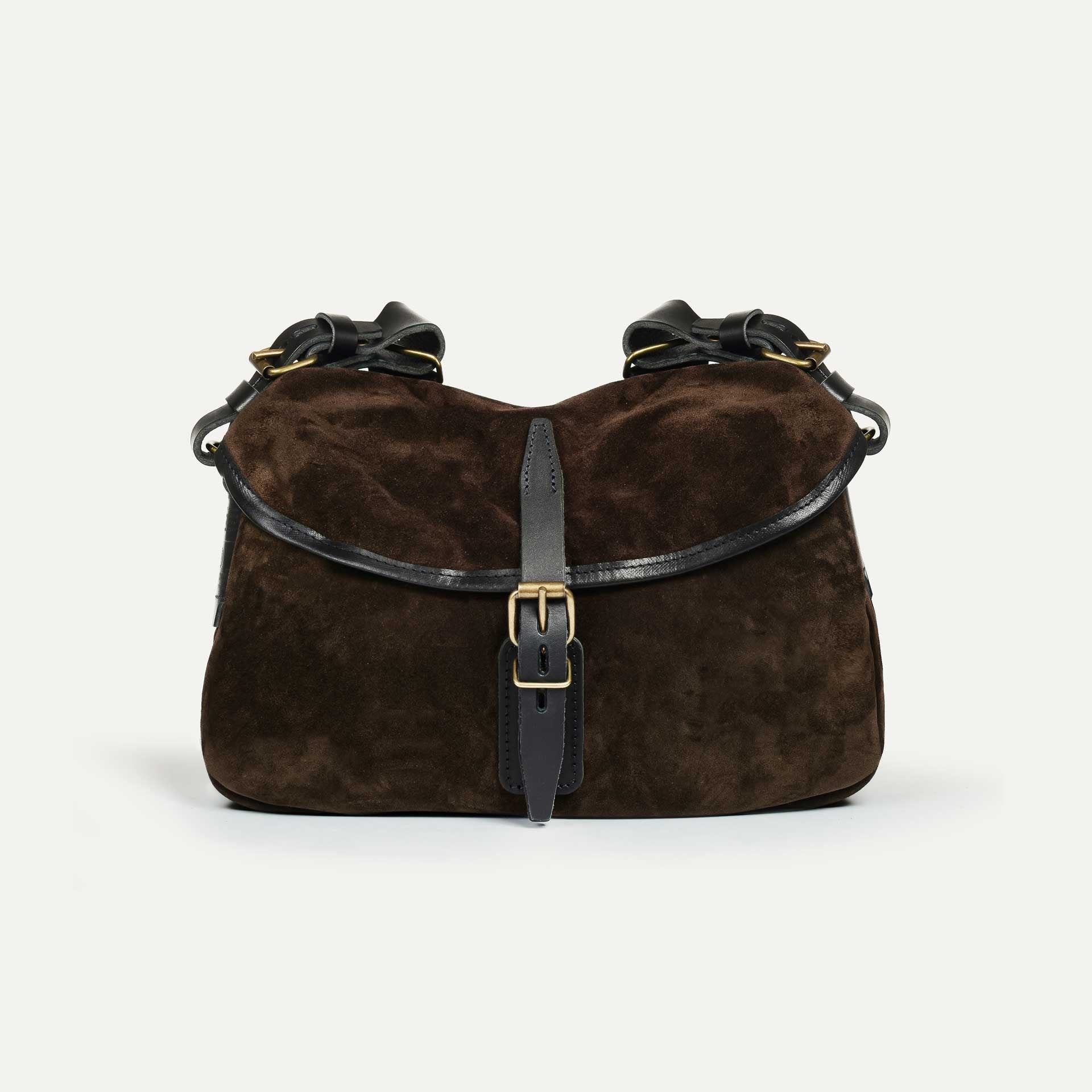 Musette du Pêcheur XS / Cuir Velours - Marron foncé (image n°1)