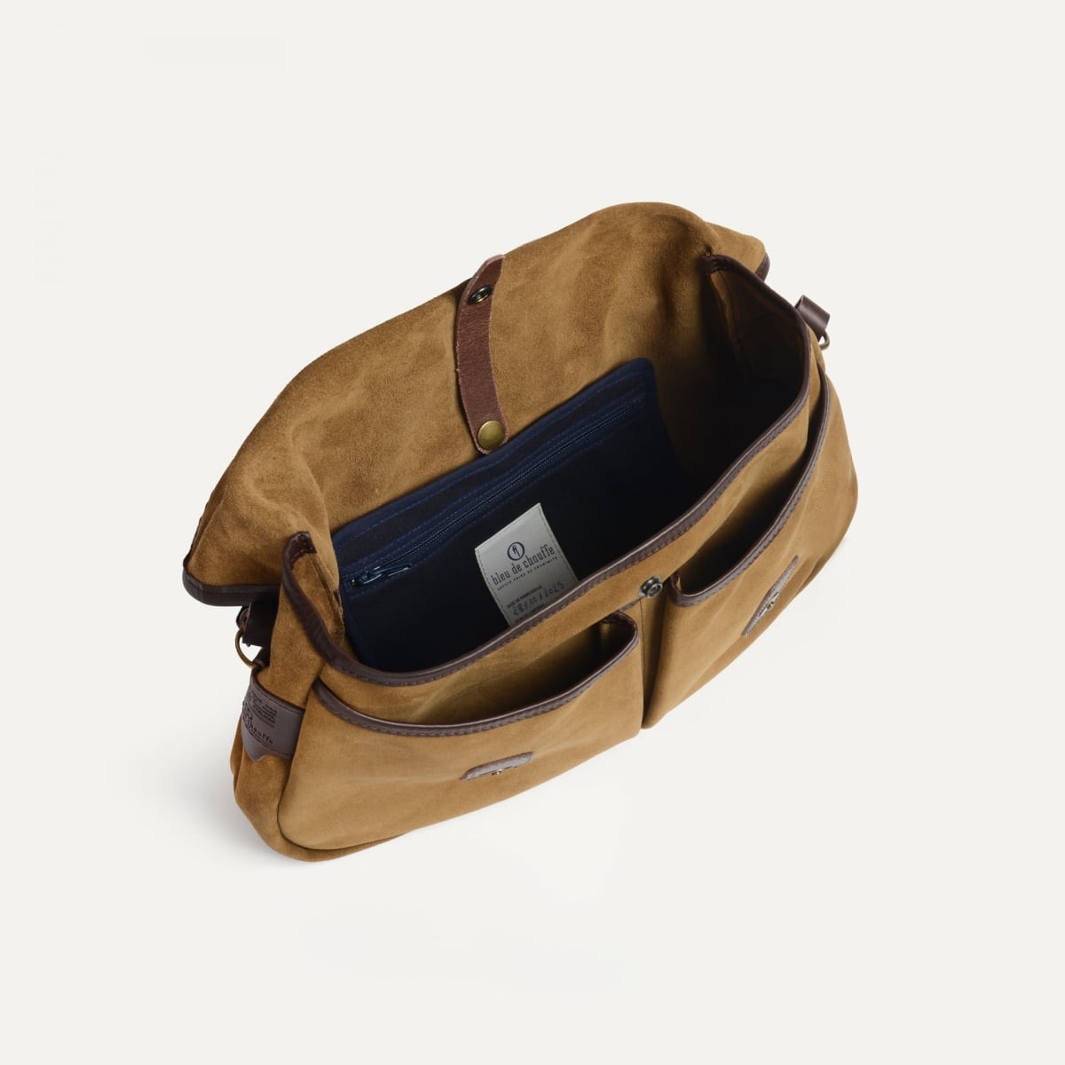Musette du Pêcheur M / Cuir Velours - Marron Noisette (image n°5)