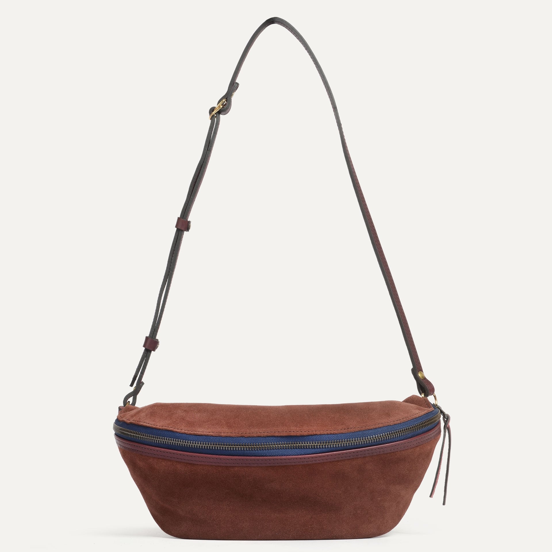 Sac banane Bea / Cuir Velours - Marron Rubis (image n°1)