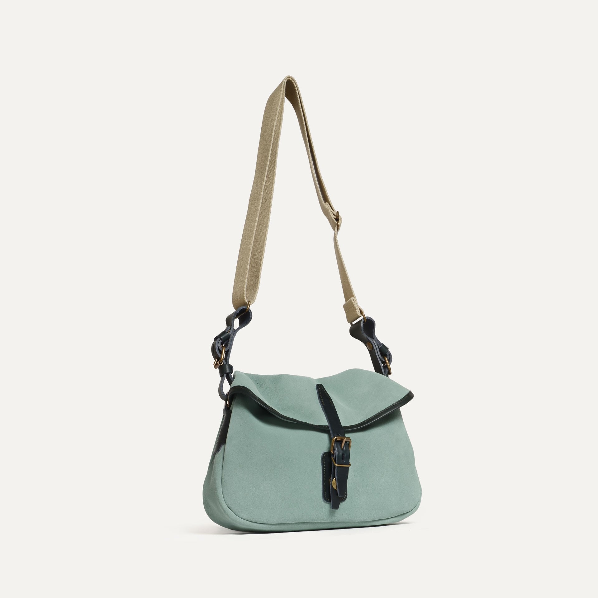 Musette XS Fisherman's bag / Suede - Jade green (image n°2)