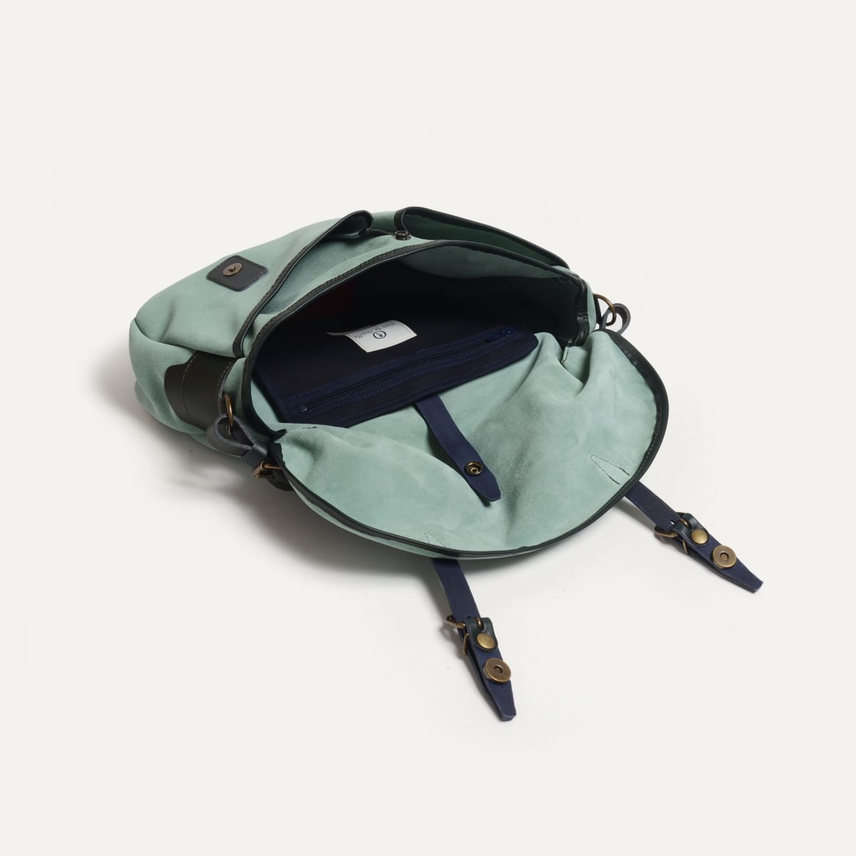 Musette du Pêcheur S / Cuir Velours - Vert Jade (image n°7)