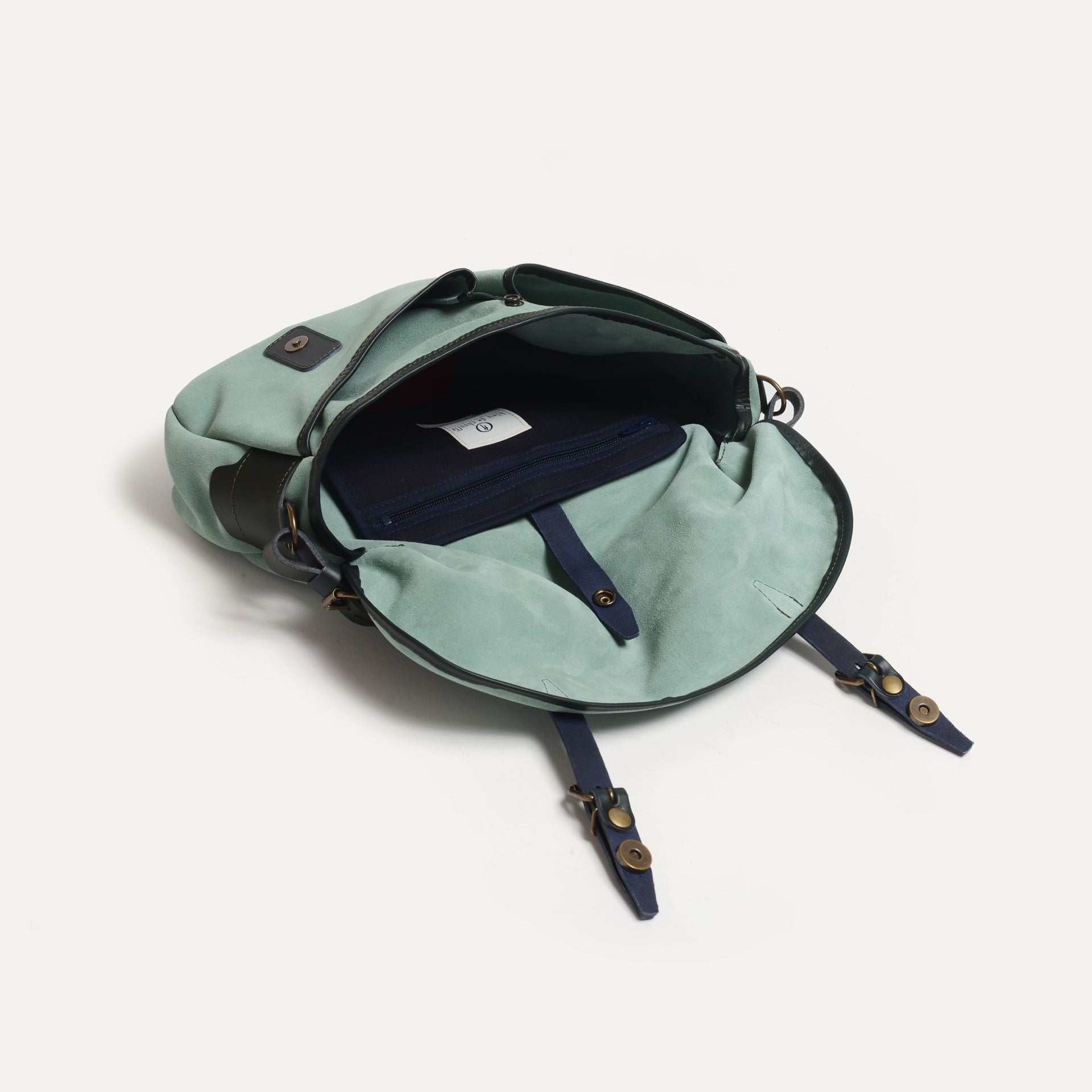 Musette du Pêcheur S / Cuir Velours - Vert Jade (image n°7)