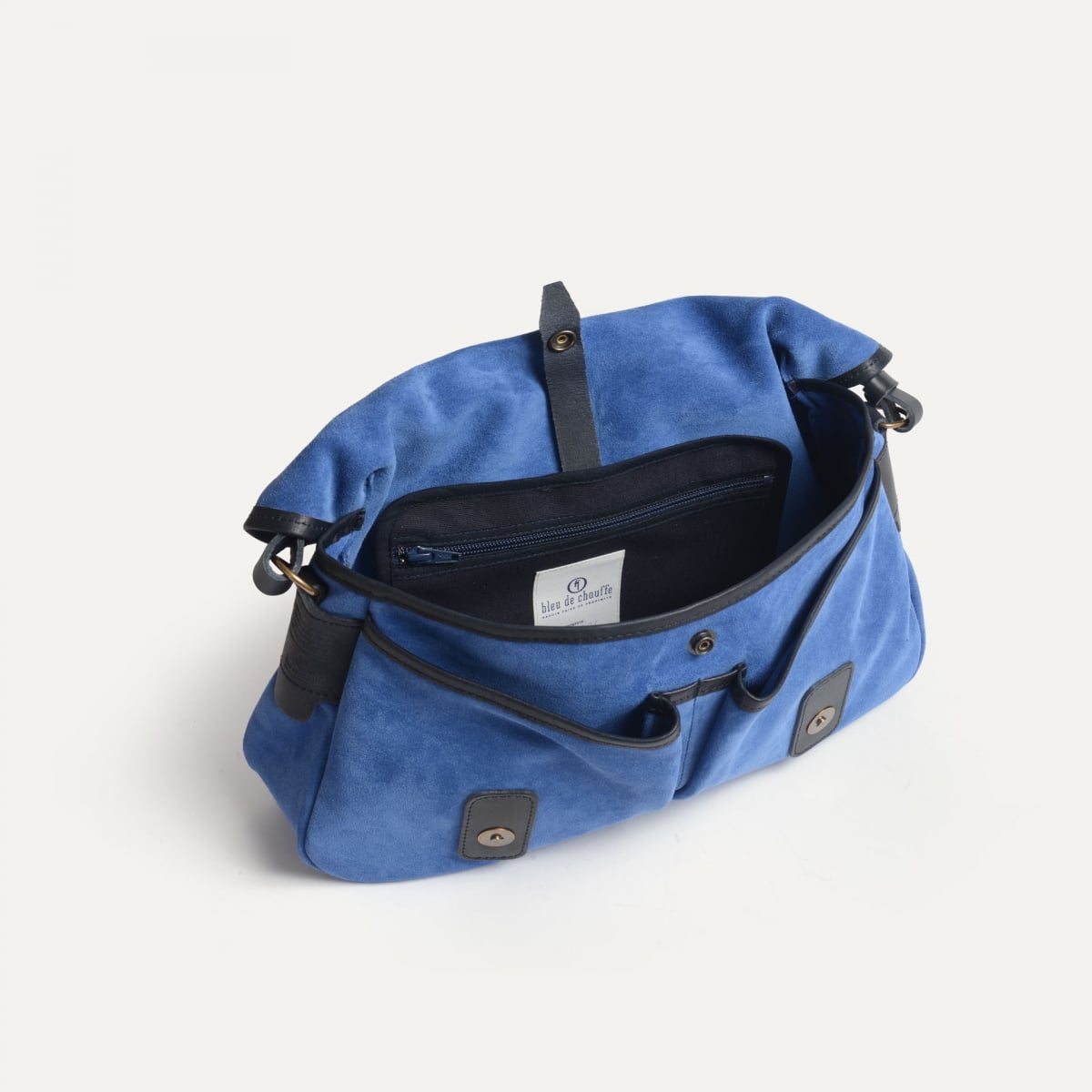 Musette du Pêcheur S / Cuir Velours - Bleu Agate (image n°5)