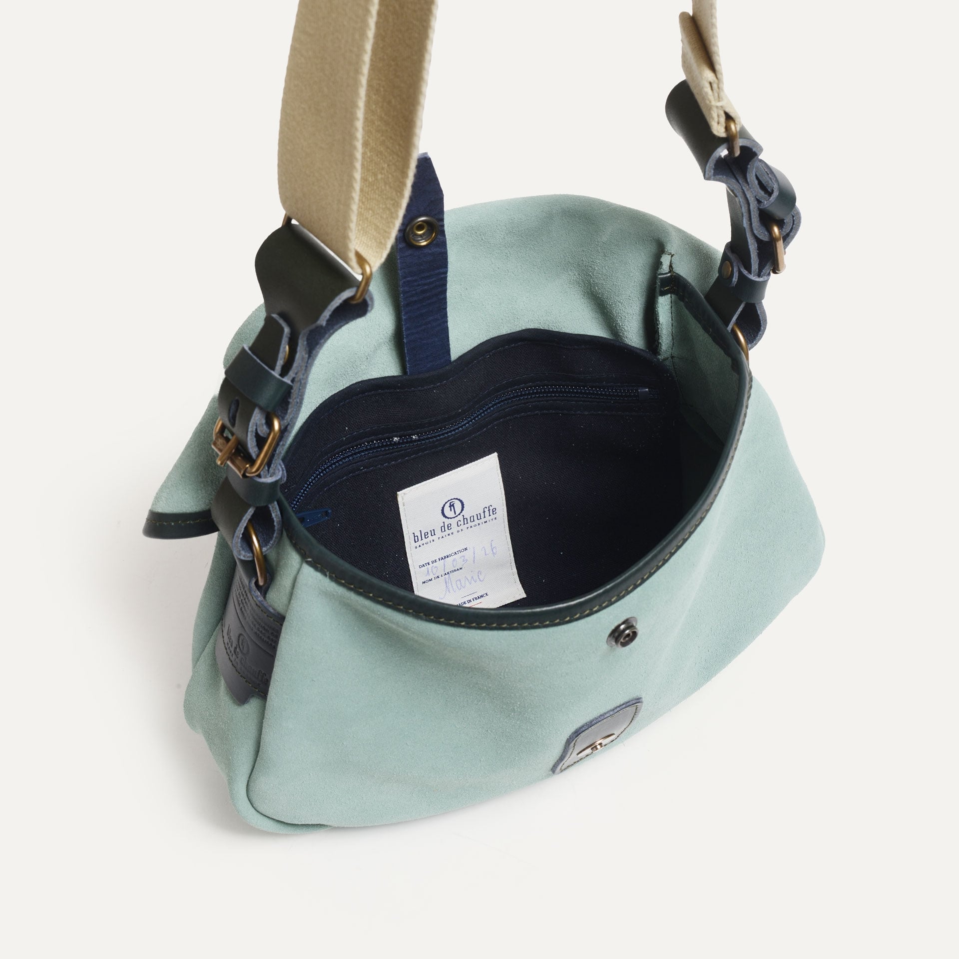 Musette du Pêcheur XS / Cuir Velours - Vert Jade (image n°6)