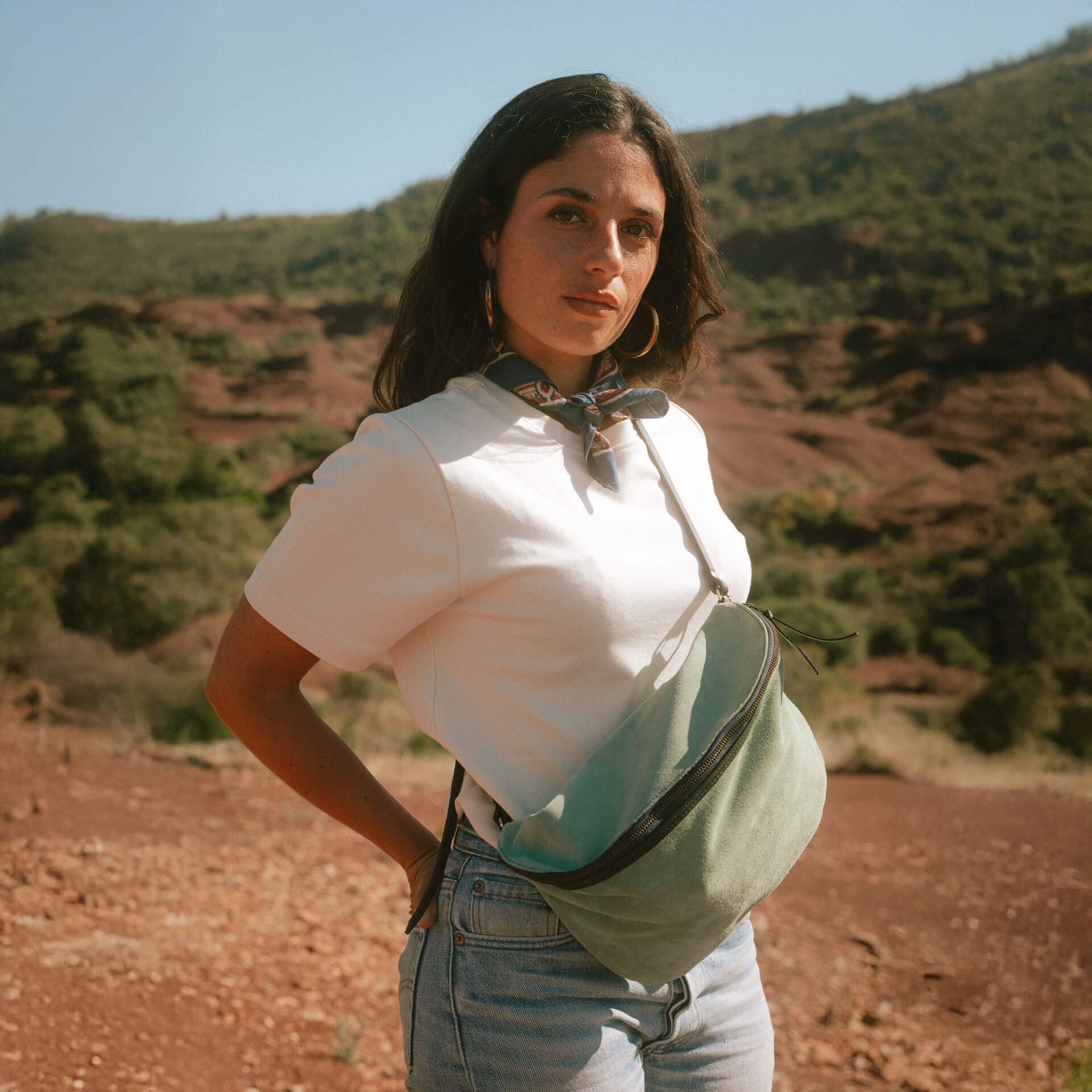 Bea XL Belt bag / Suede - Jade green (image n°7)