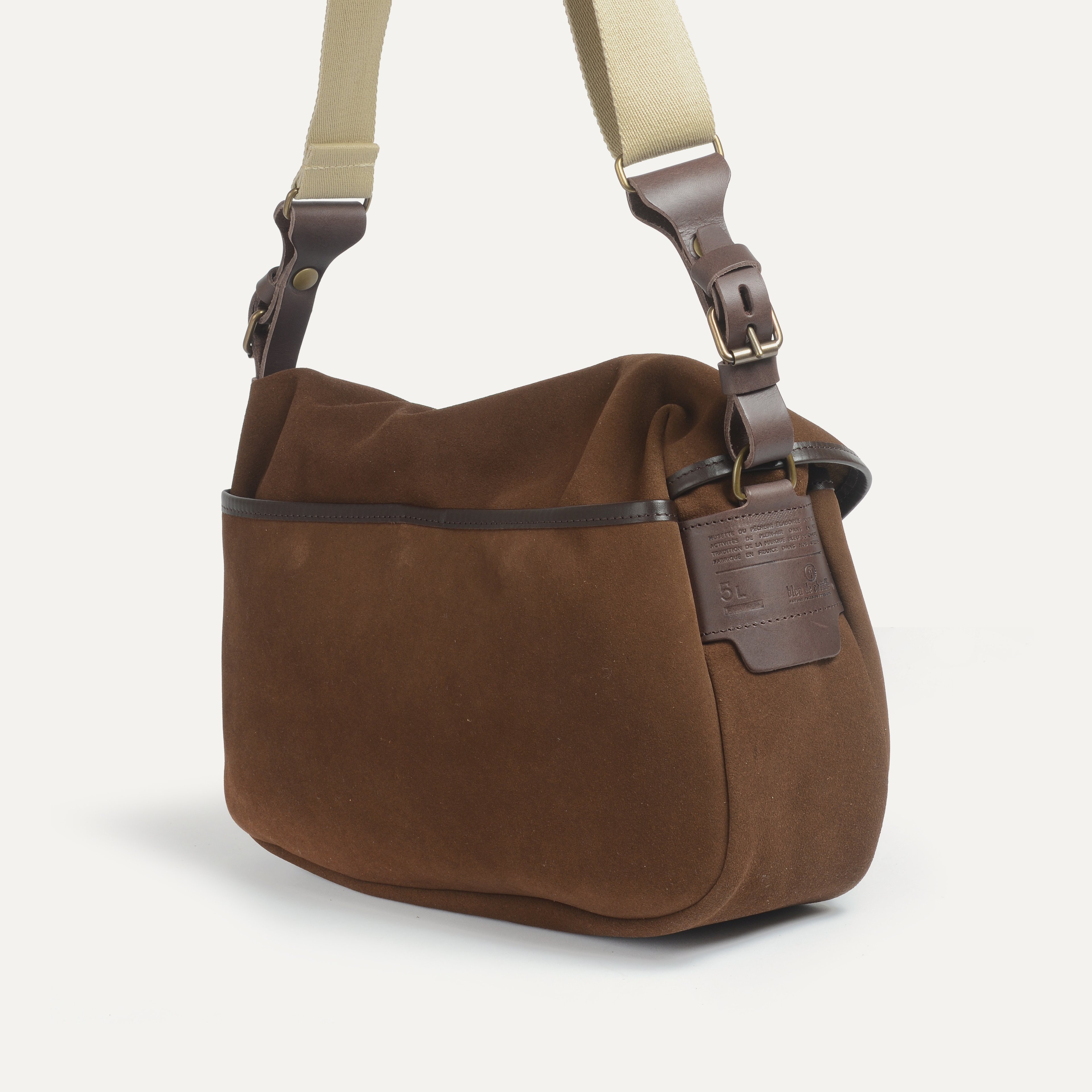 Musette du Pêcheur S / Cuir Velours - Chocolat (image n°4)