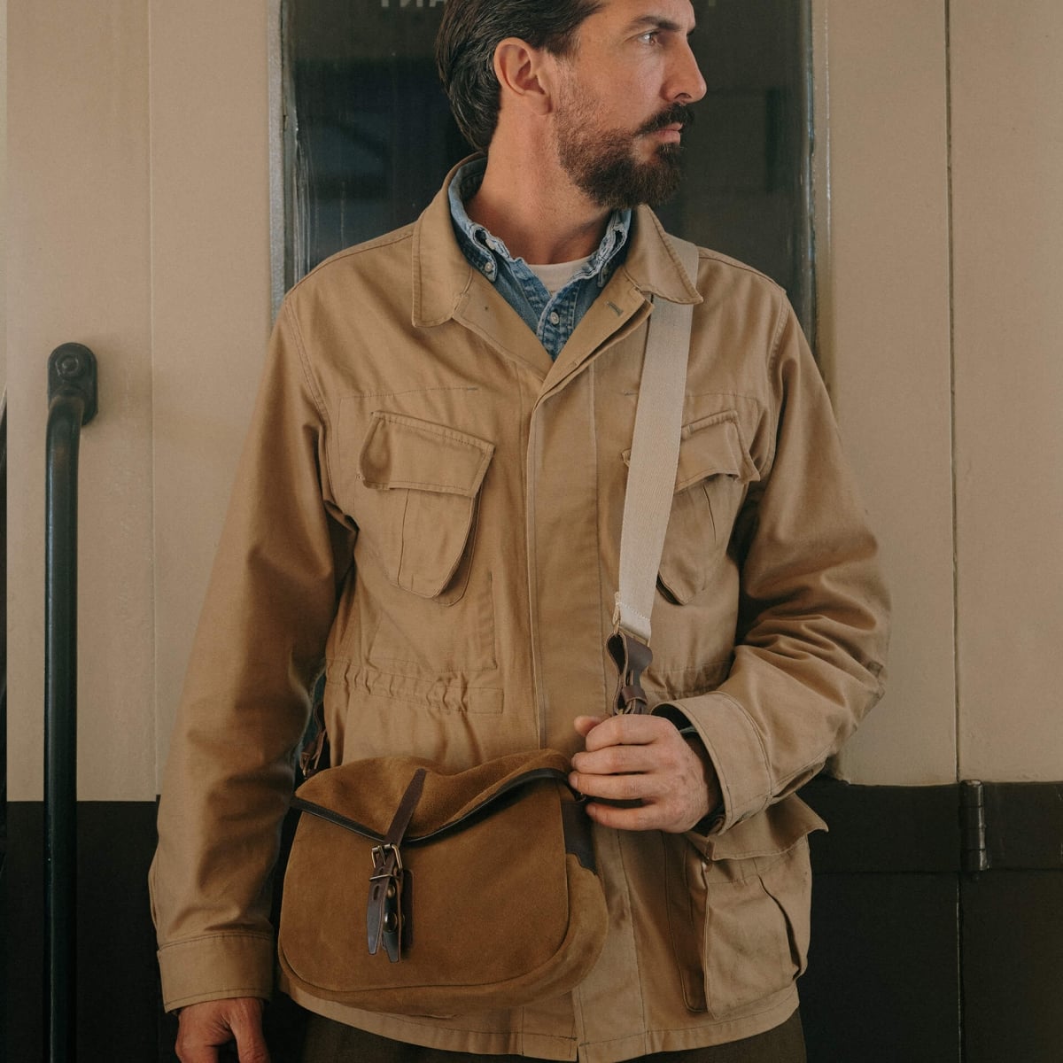 Musette XS Fisherman's bag / Suede - Hazelnut Brown (image n°8)
