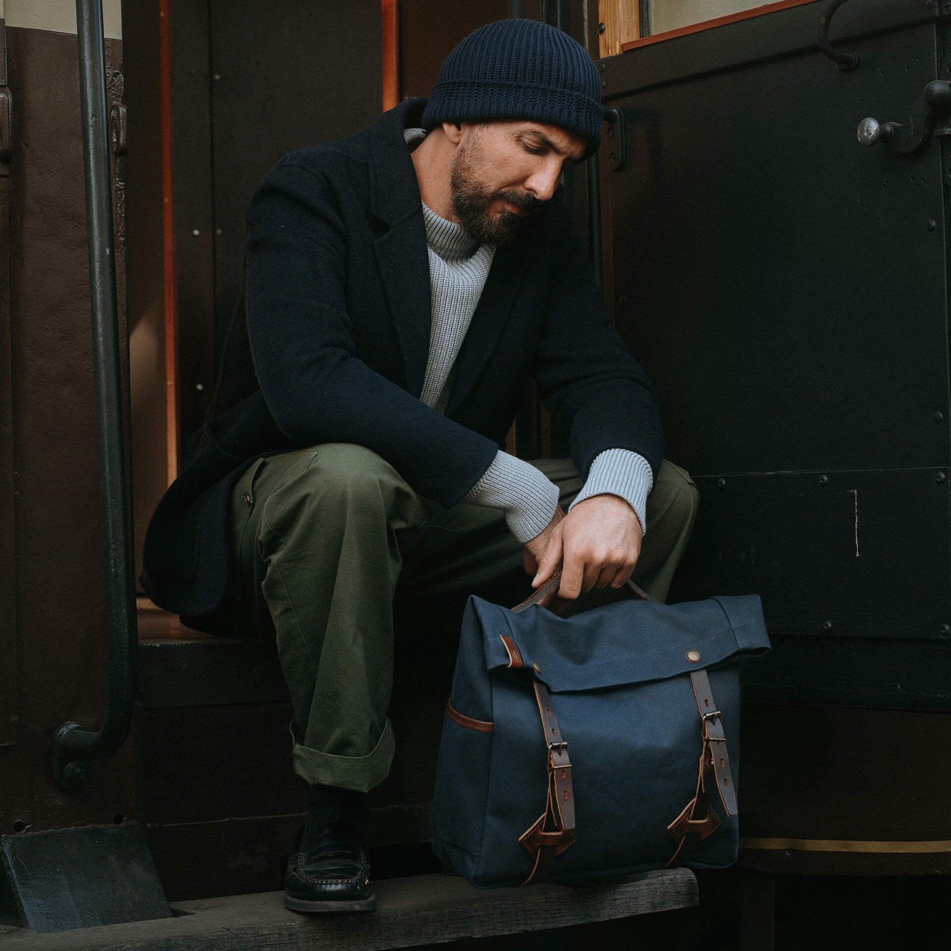 Gaston Musette Satchel Bag - Navy Blue BM (image n°7)