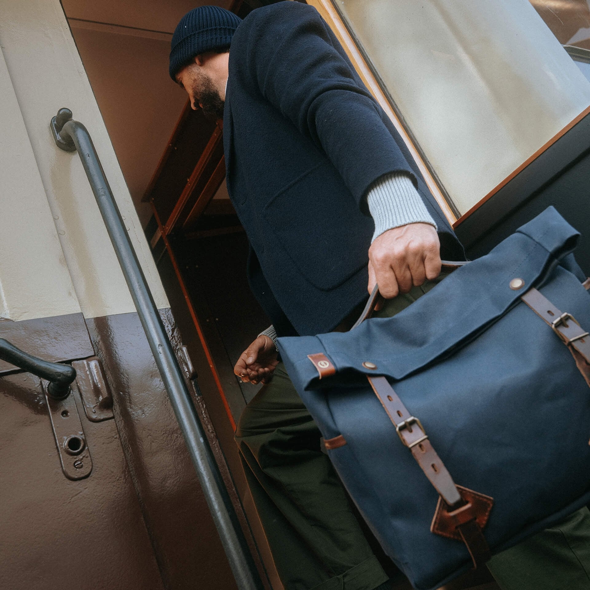 Gaston Musette Satchel Bag - Navy Blue BM (image n°9)