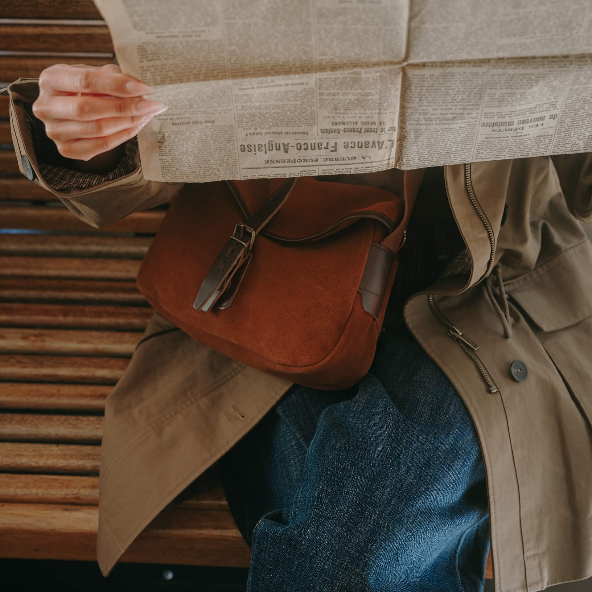 Musette du Pêcheur XS / Cuir Velours - Brun Fauve (image n°9)