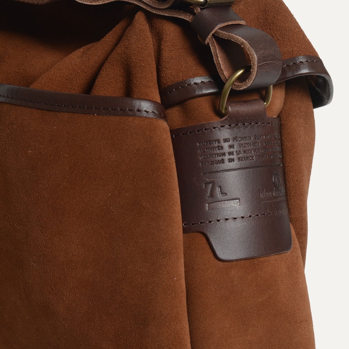 Musette du Pêcheur M / Cuir Velours - Brun fauve (image n°3)