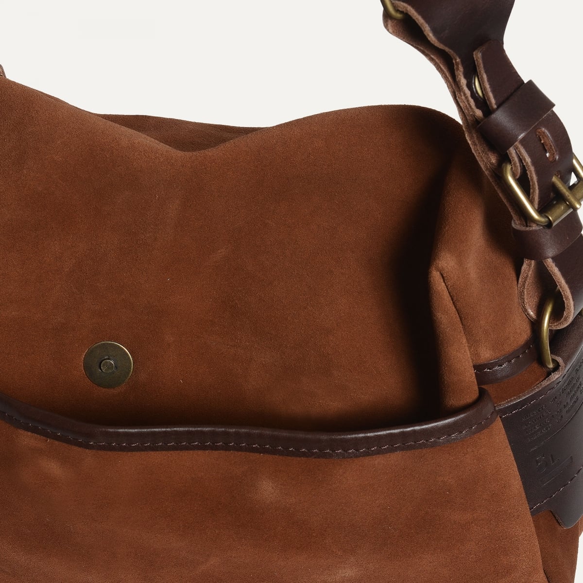 Musette du Pêcheur M / Cuir Velours - Brun fauve (image n°10)