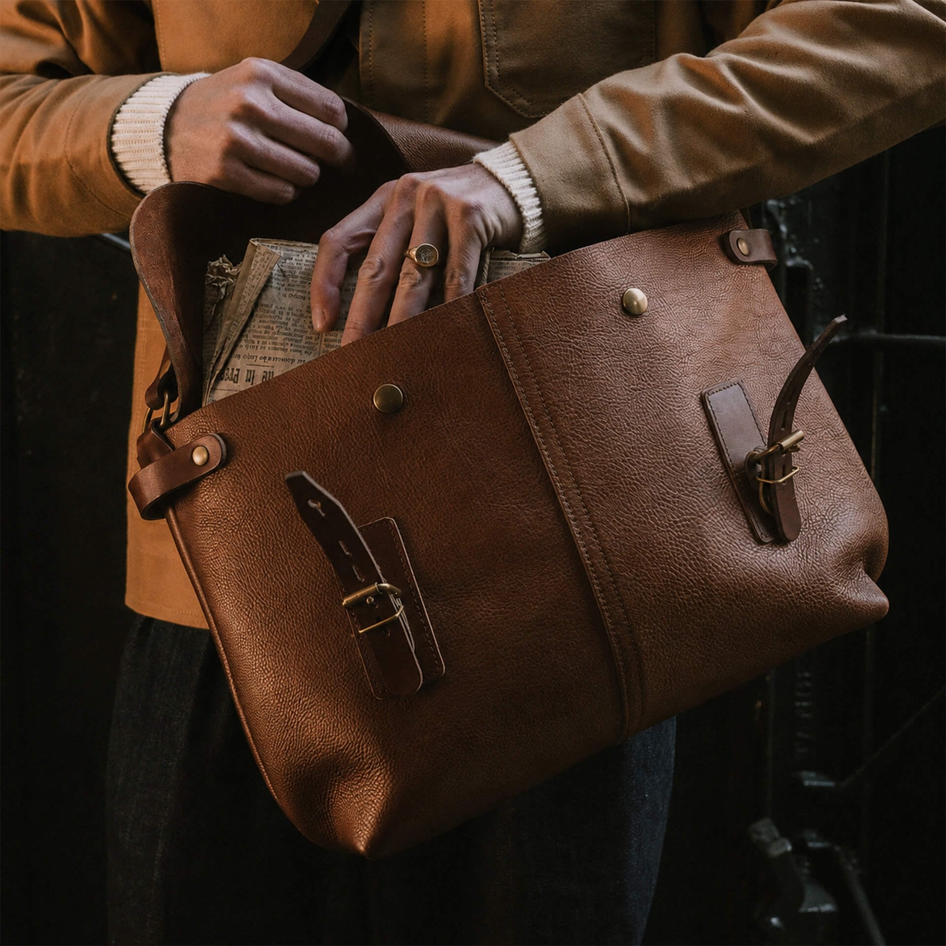 Lucien Satchel bag - Amber Brown (image n°7)