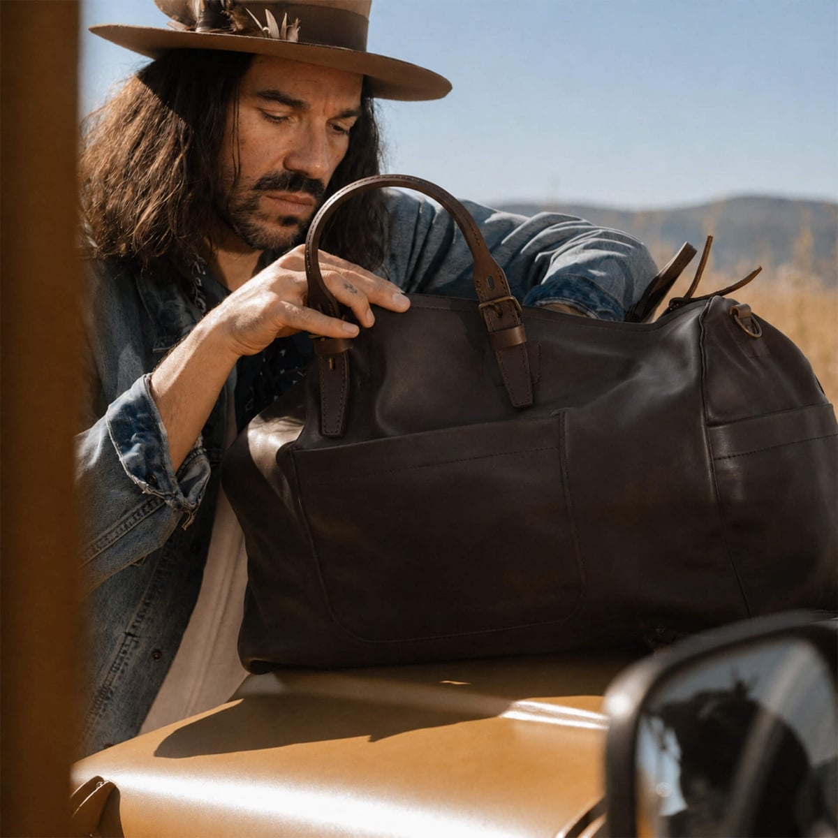 Sac de voyage Hobo liscio - Marron (image n°7)