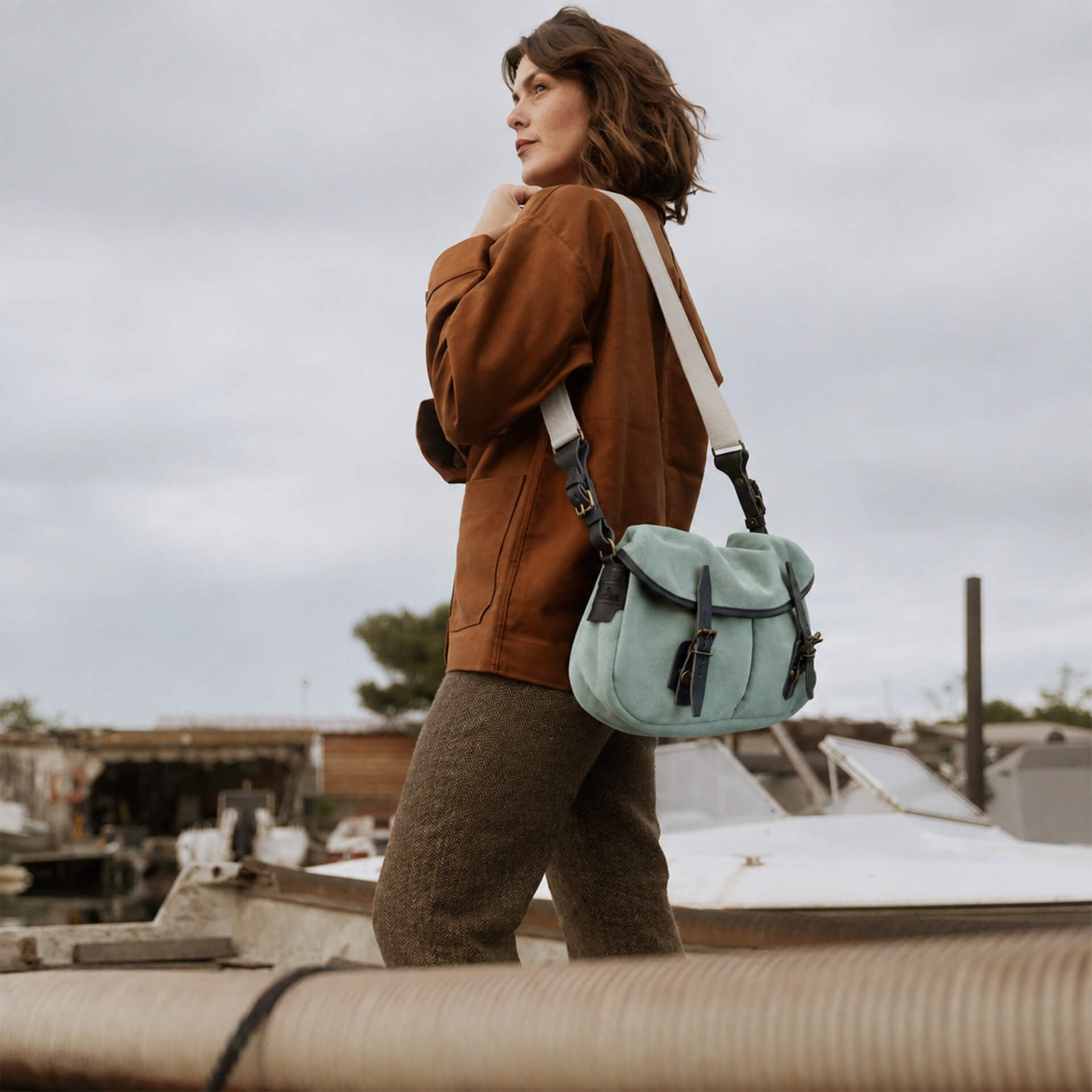 Bolsa de pescador S / Cuero de ante - Verde jade (imagen n.º 9)