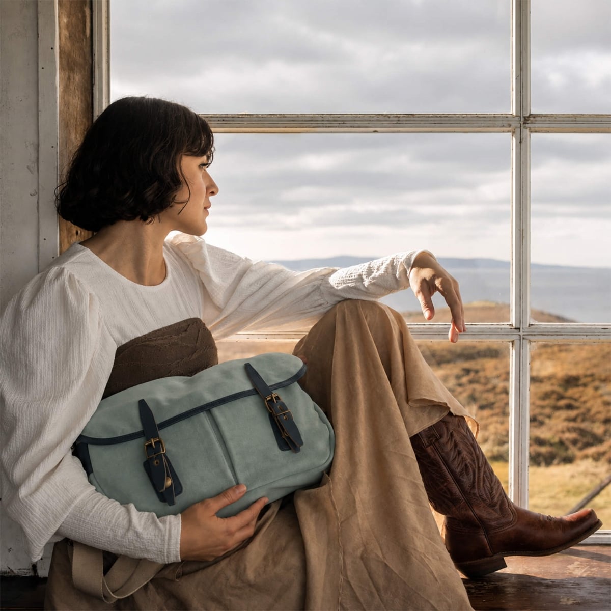 Bolsa de pescador S / Cuero de ante - Verde jade (imagen n.º 10)