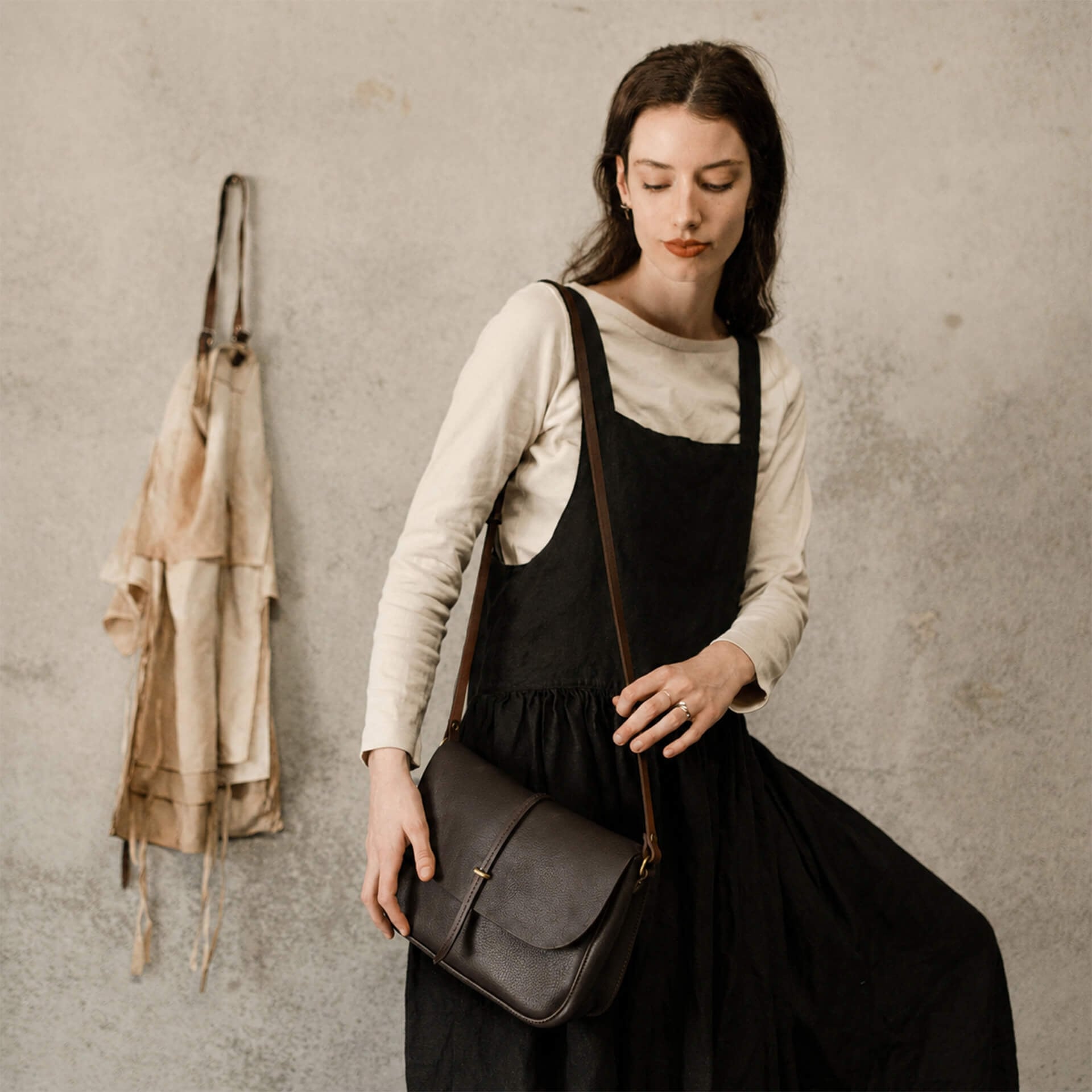 Pastel postman bag / handbag - Dark Brown (image n°6)