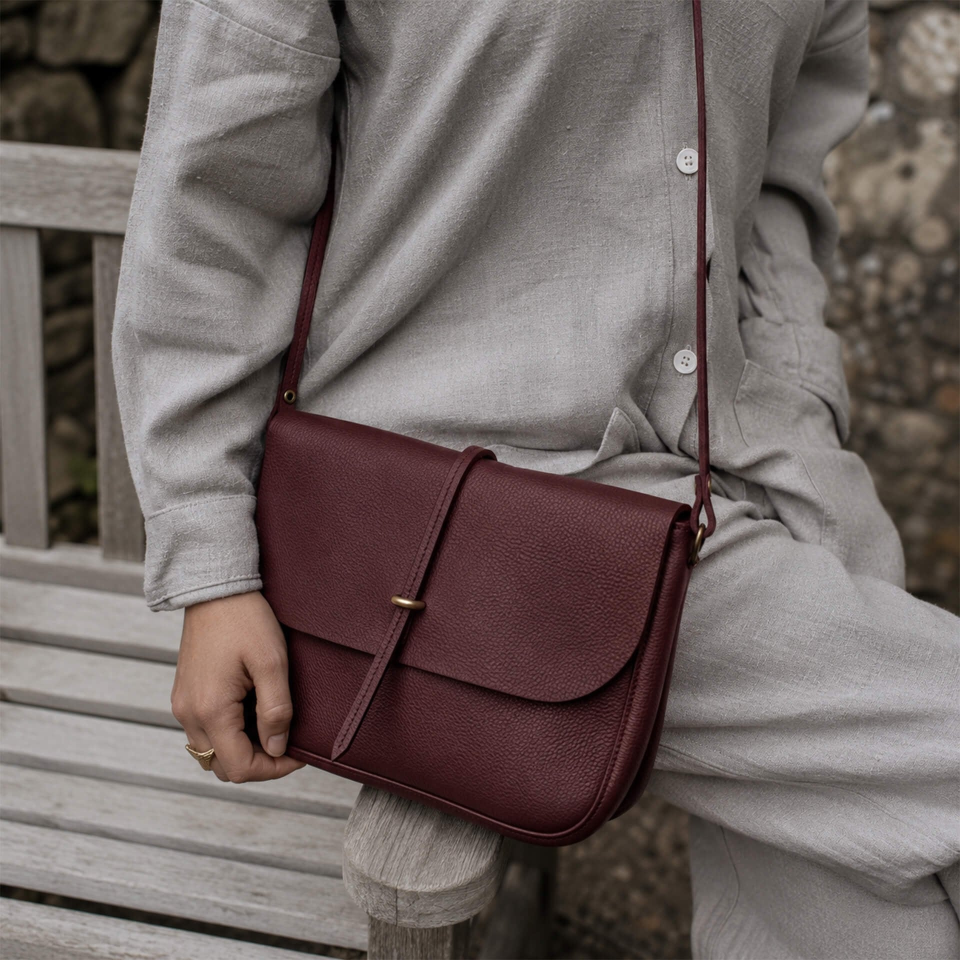 Pastel postman bag / handbag - Peat (image n°6)